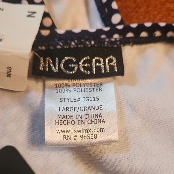 Ingear Blue & White Polka Dot One Piece Swimsuit Modern Cut-Out Design, Junior 9 - Picture 5 of 7